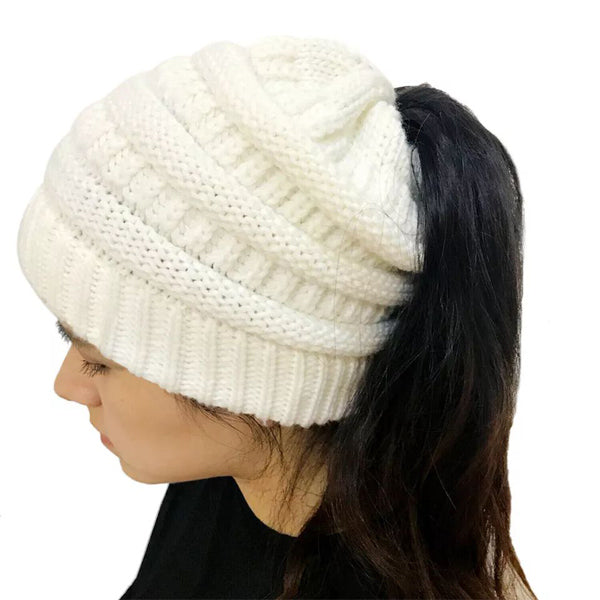 Handgemaakte Paardenstaart Beanie voor Vrouwen