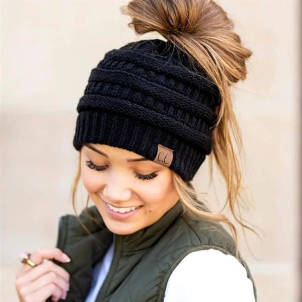 Handgemaakte Paardenstaart Beanie voor Vrouwen