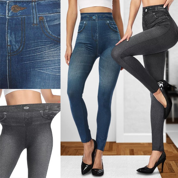Comfortabele Denim Legging met Hoge Tailleband