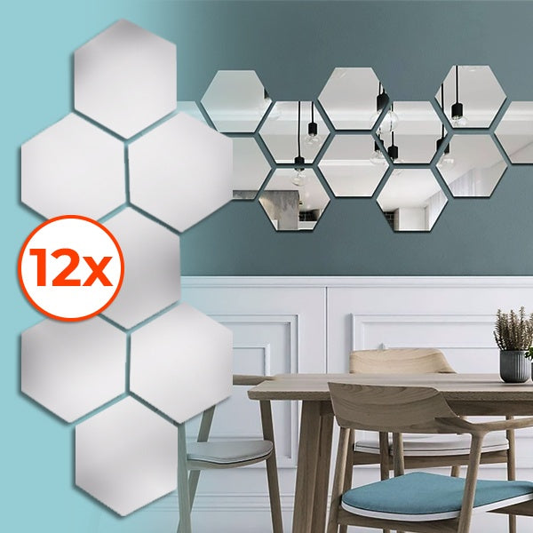 Spiegel Muurstickers met 3d-effect - Elegant Kamerontwerp (12 Stuks)