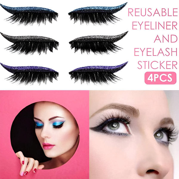 Eyeliner & Wimpers in Één - Herbruikbaar (4 Stuks)