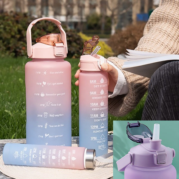 Waterflessen met Motiverende Slogans (Set van 3)