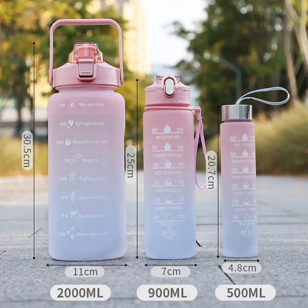 Waterflessen met Motiverende Slogans (Set van 3)