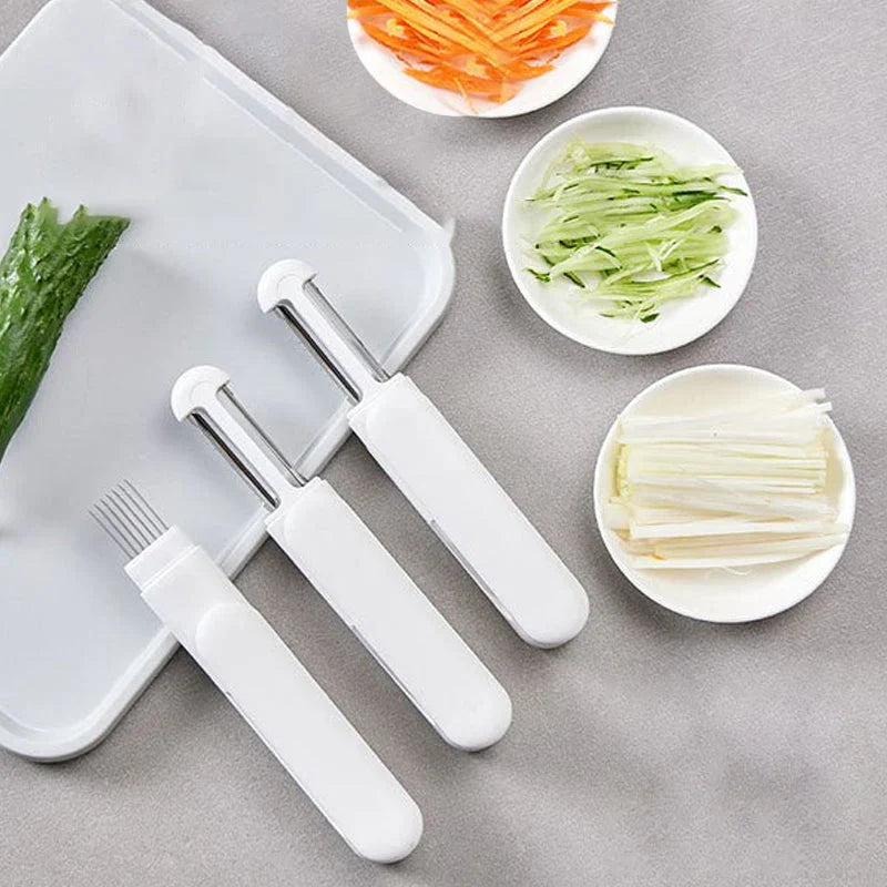 3-in-1 Roterend Schilmesje met Multifunctioneel Mes