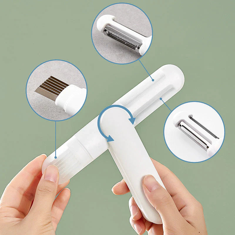 3-in-1 Roterend Schilmesje met Multifunctioneel Mes