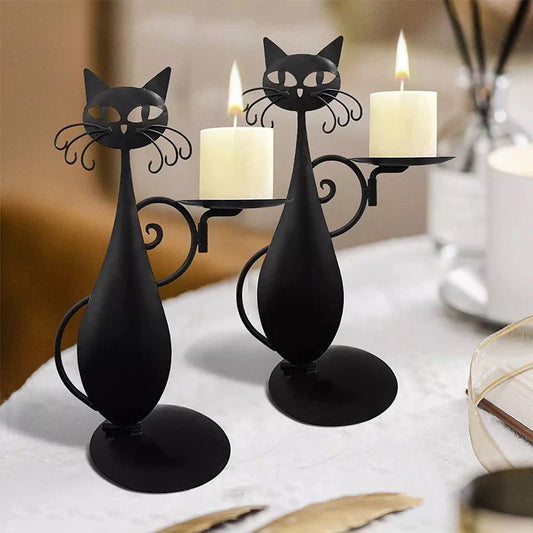 Decoratieve Kandelaar in de Vorm van een Kat