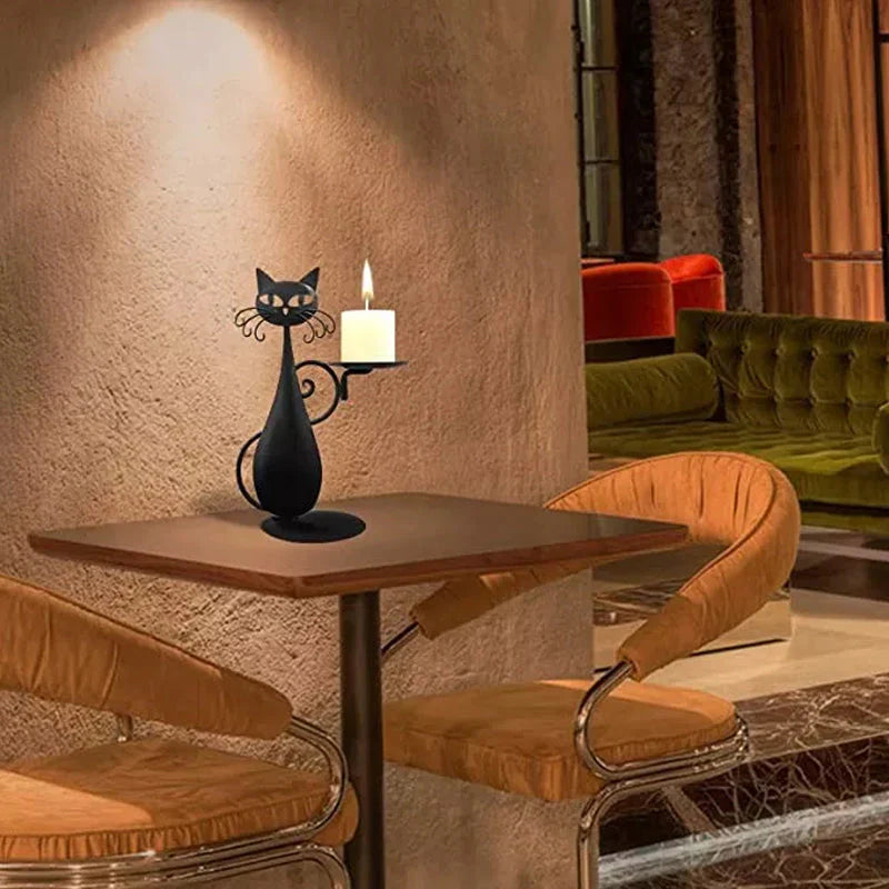 Decoratieve Kandelaar in de Vorm van een Kat
