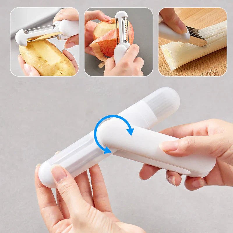 3-in-1 Roterend Schilmesje met Multifunctioneel Mes
