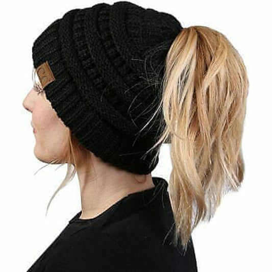 Handgemaakte Paardenstaart Beanie voor Vrouwen