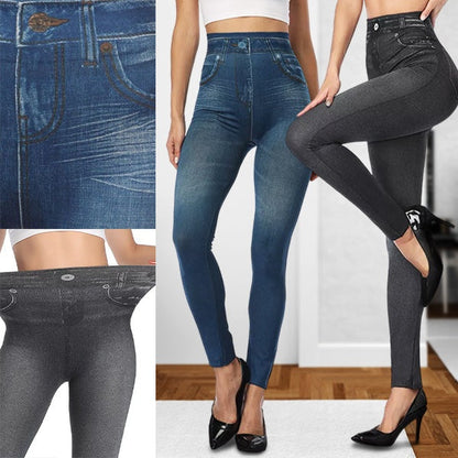 Comfortabele Denim Legging met Hoge Tailleband