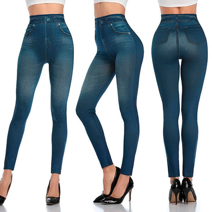 Comfortabele Denim Legging met Hoge Tailleband