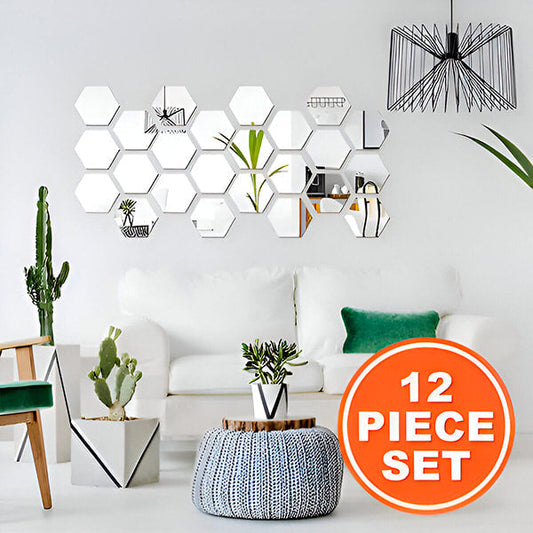 Spiegel Muurstickers met 3d-effect - Elegant Kamerontwerp (12 Stuks)