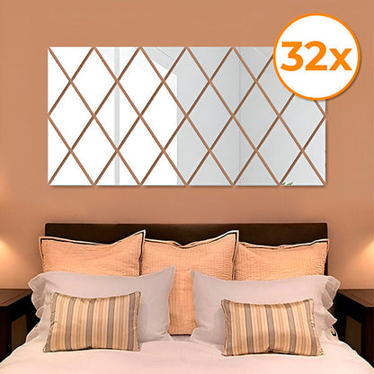 Moderne 3d Spiegels in Ruitvorm (3 Stuks)