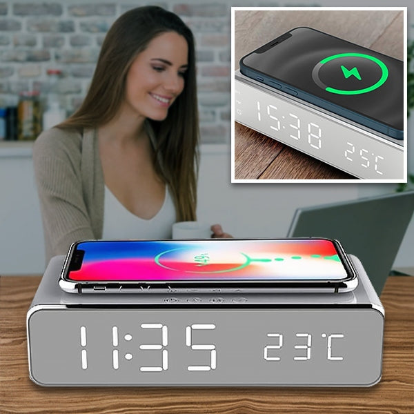 Praktische 3-in-1 Oplader met Display voor Tijd en Temperatuur