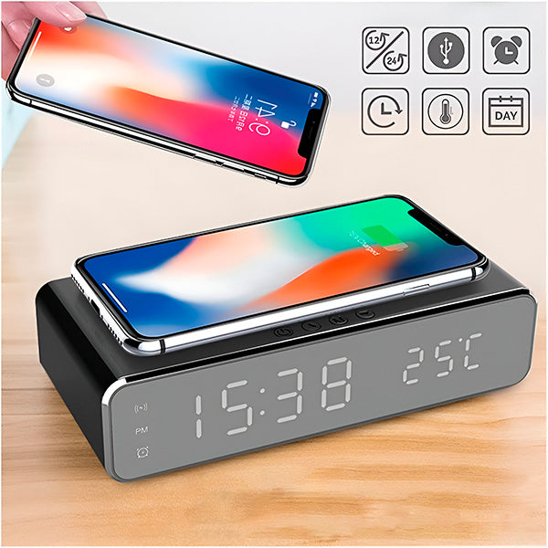 Praktische 3-in-1 Oplader met Display voor Tijd en Temperatuur