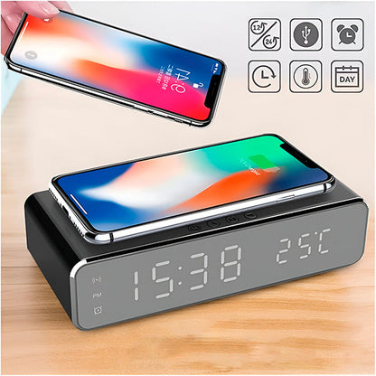 Praktische 3-in-1 Oplader met Display voor Tijd en Temperatuur