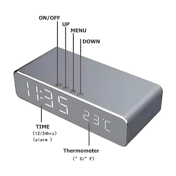 Praktische 3-in-1 Oplader met Display voor Tijd en Temperatuur