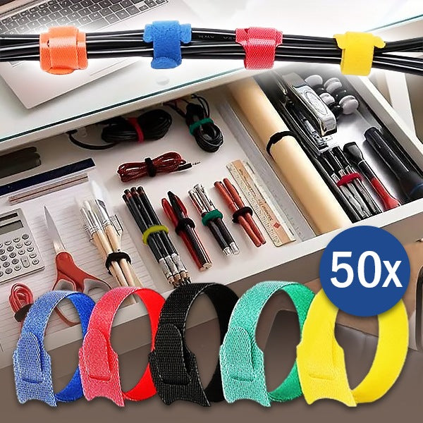 Herbruikbare Klittenband Kabelbinders (50 Stuks)